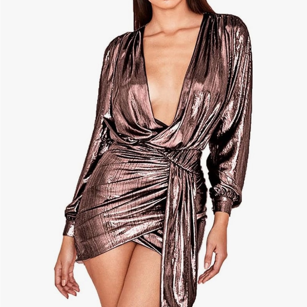 Never worn metallic pink dress